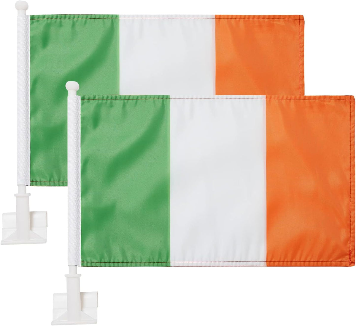Irish Flag Car Window  Flag of Ireland 11X18Inch(28x46cm) 100% Polyester, Strong White Flagpole