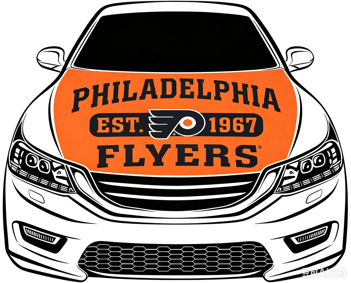Philadelphia Flyers Car Hood Cover Flag ,NHL Philadelphia Flyers Engine Banner,4X5ft/6X7FT,100% Polyester Elastic Fabrics Can be Washed