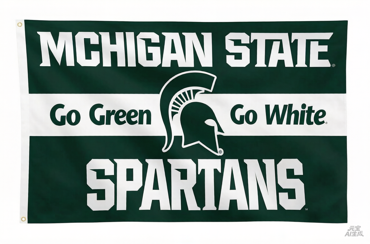 Michigan State Spartans Flag College Sports Flag-NCAA Michigan StateTeam University MSU  Banner -3x5 FT Banner-100% polyester-2 Metal Grommets