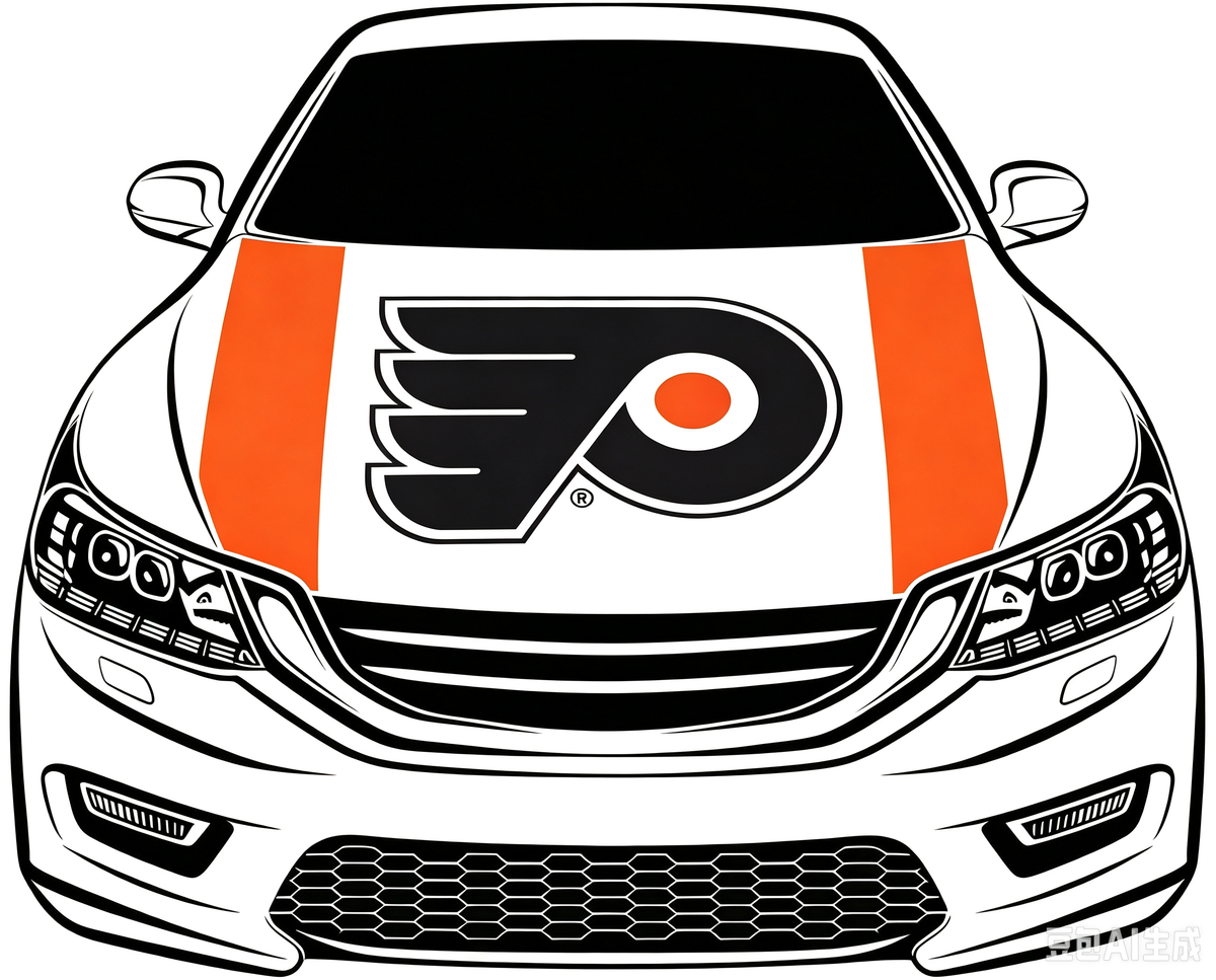Philadelphia Flyers Car Hood Cover Flag ,NHL Philadelphia Flyers Engine Banner,4X5ft/6X7FT,100% Polyester Elastic Fabrics Can be Washed