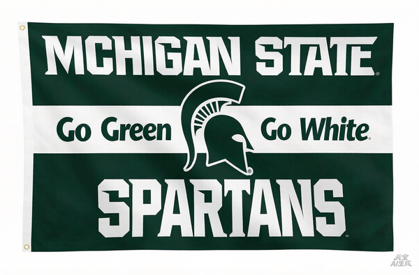 Michigan State Spartans Flag College Sports Flag-NCAA Michigan StateTeam University MSU  Banner -3x5 FT Banner-100% polyester-2 Metal Grommets