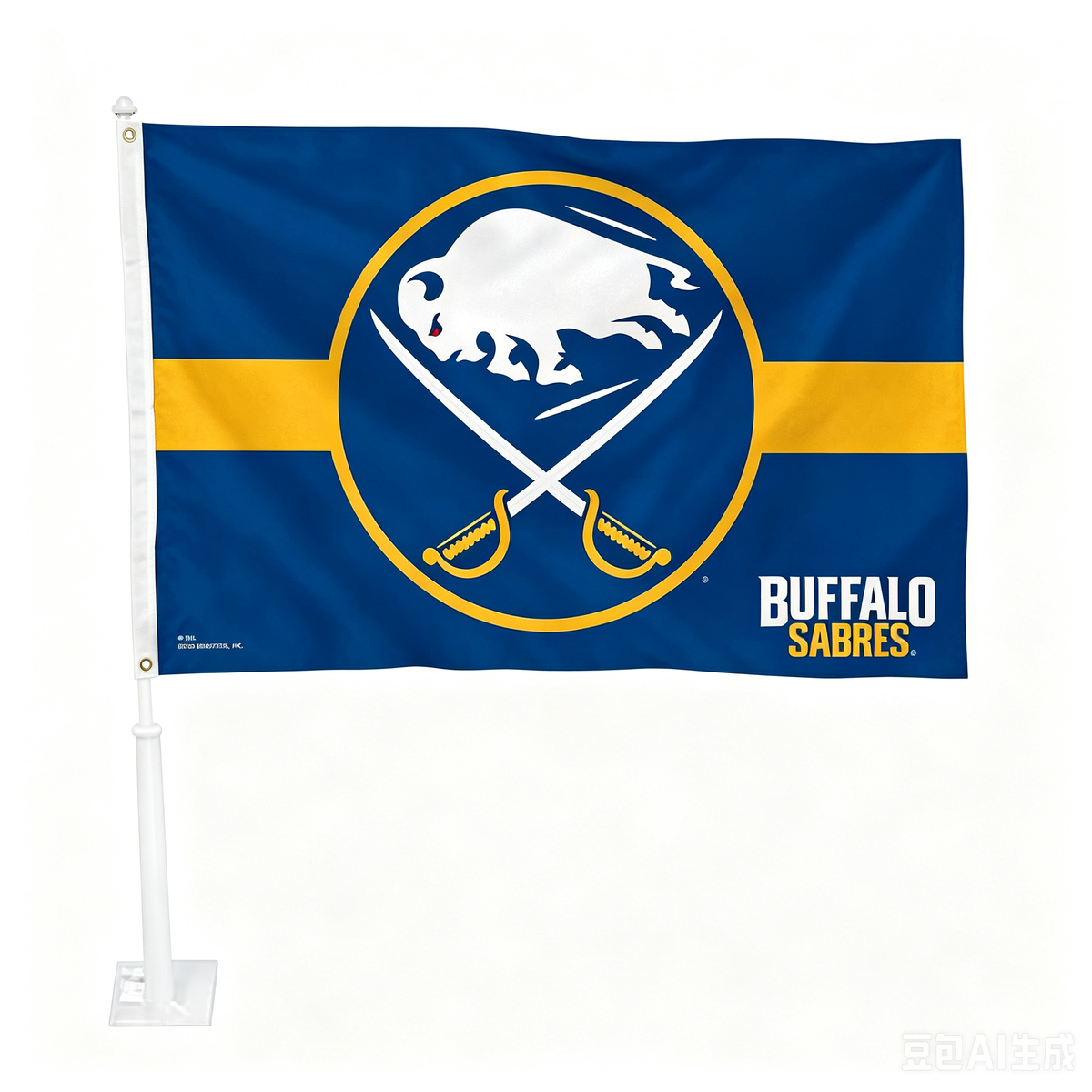 2 Pack NHL Buffalo Sabres Flag Car Window Flag of  Buffalo Sabres 11X18 Inch(28x46cm) 100% Polyester, Strong White Flagpole