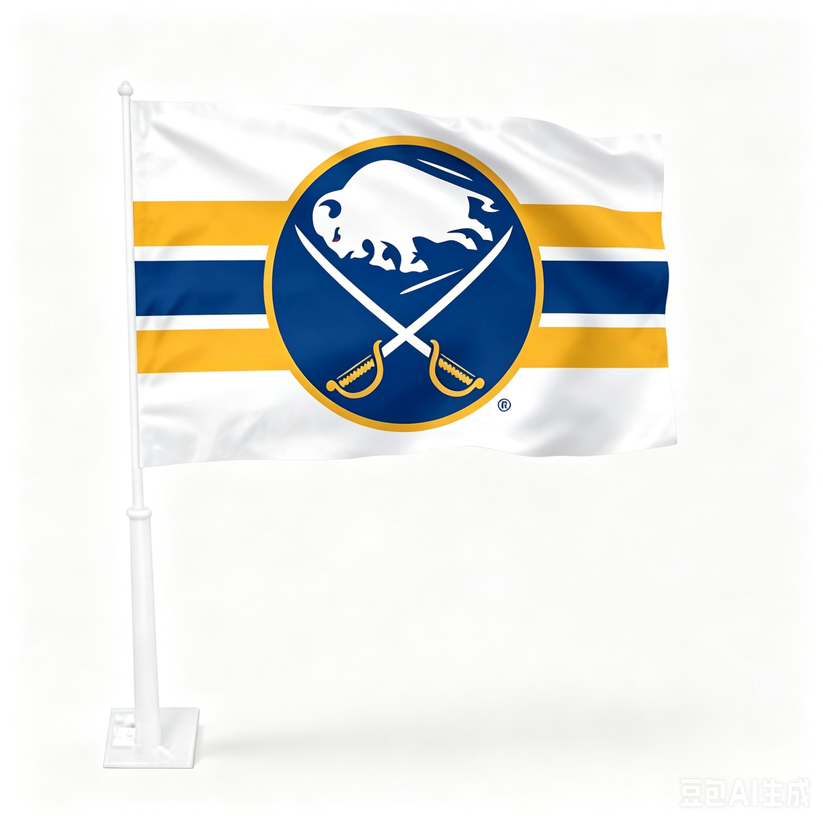 2 Pack NHL Buffalo Sabres Flag Car Window Flag of  Buffalo Sabres 11X18 Inch(28x46cm) 100% Polyester, Strong White Flagpole