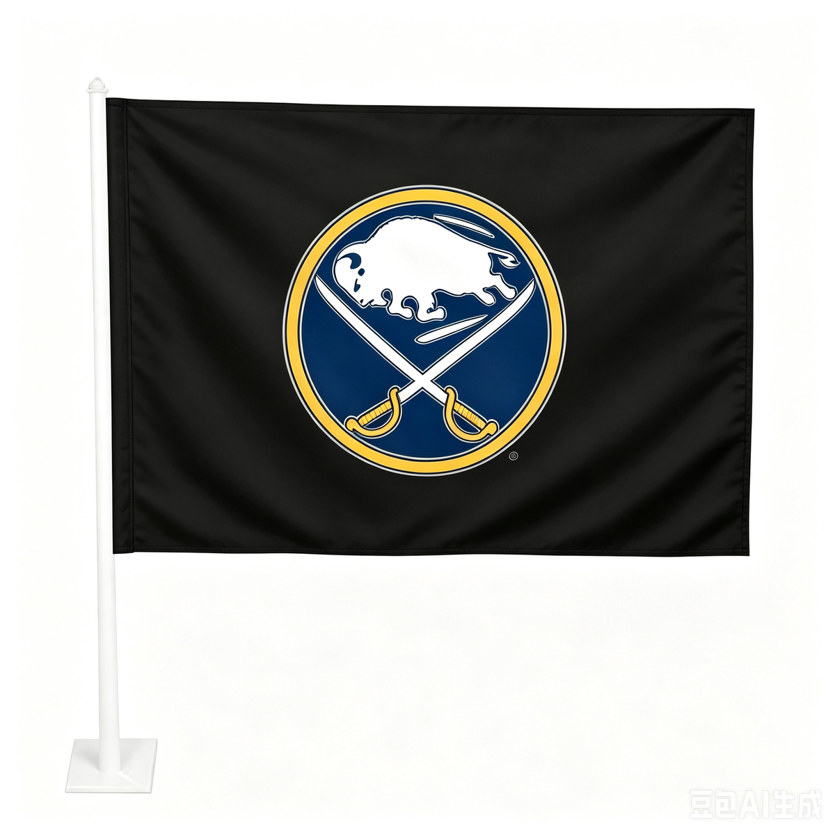 2 Pack NHL Buffalo Sabres Flag Car Window Flag of  Buffalo Sabres 11X18 Inch(28x46cm) 100% Polyester, Strong White Flagpole