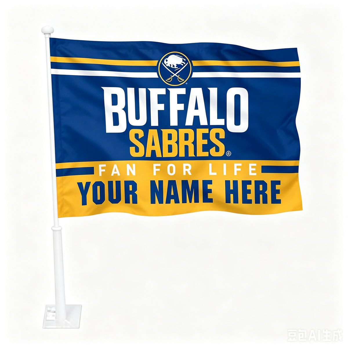 2 Pack NHL Buffalo Sabres Flag Car Window Flag of  Buffalo Sabres 11X18 Inch(28x46cm) 100% Polyester, Strong White Flagpole