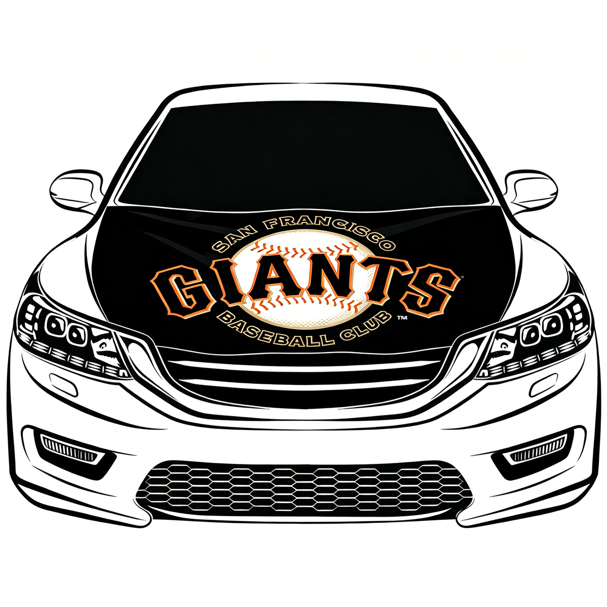 San Francisco Giants Flag-SF giants Car Hood Cover Flag ,MLB  S F Gaints Engine Banner Flag ,4X5ft,/6X7FT  100% Polyester- Elastic Fabrics Can be Washed Suitable for large SUV and Pickup Trucks