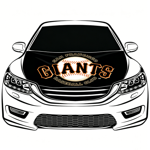 San Francisco Giants Flag-SF giants Car Hood Cover Flag ,MLB  S F Gaints Engine Banner Flag ,4X5ft,/6X7FT  100% Polyester- Elastic Fabrics Can be Washed Suitable for large SUV and Pickup Trucks