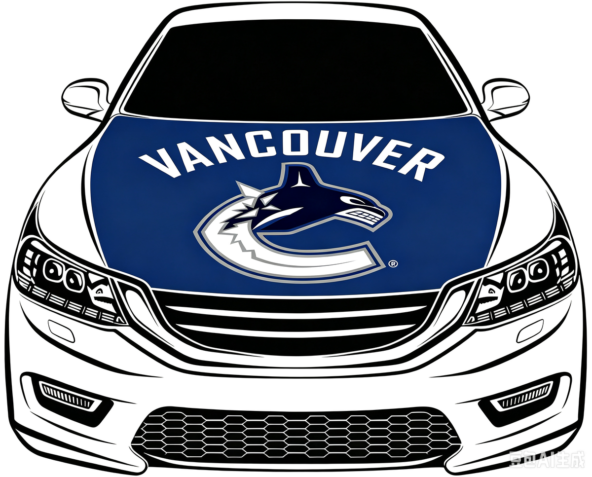 Vancouver Canucks Car Hood Cover Flag ,NHL Vancouver Canucks Engine Banner,4X5ft/6X7FT,100% Polyester Elastic Fabrics Can be Washed
