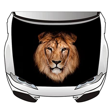 Black Lion Car Hood Cover Flag , Engine Banner Flag Black Lion Logo,3.3X5ft/6X7FT,100% Polyester Elastic Fabrics Can be Washed