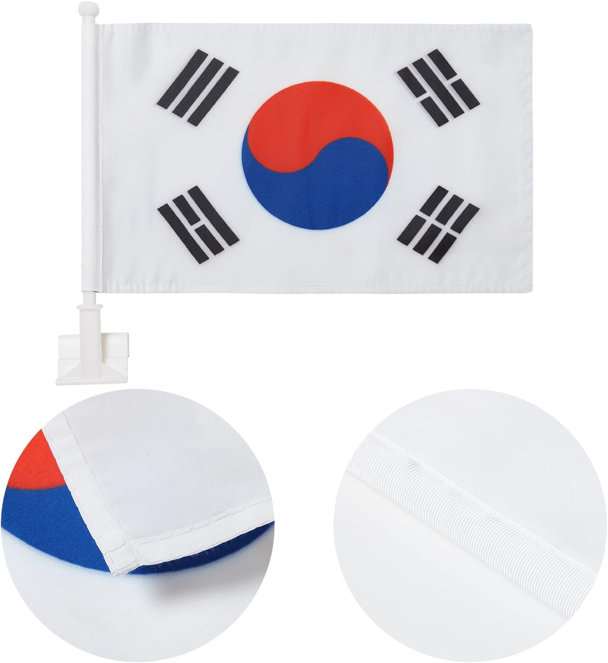Korean Flag Car Window Flag of South Korean 11X18Inch(28x46cm) 100% Polyester, Strong White Flagpole