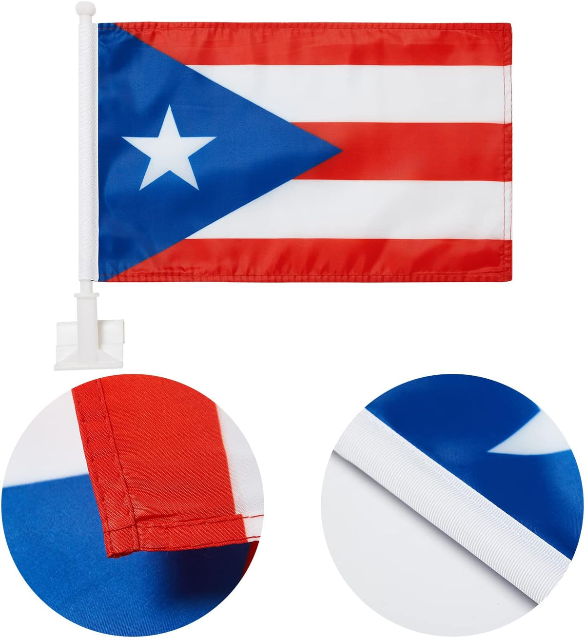 Puerto Rico Flag Car Window Flag of Puerto Rico 11X18Inch(28x46cm) 100% Polyester, Strong White Flagpole