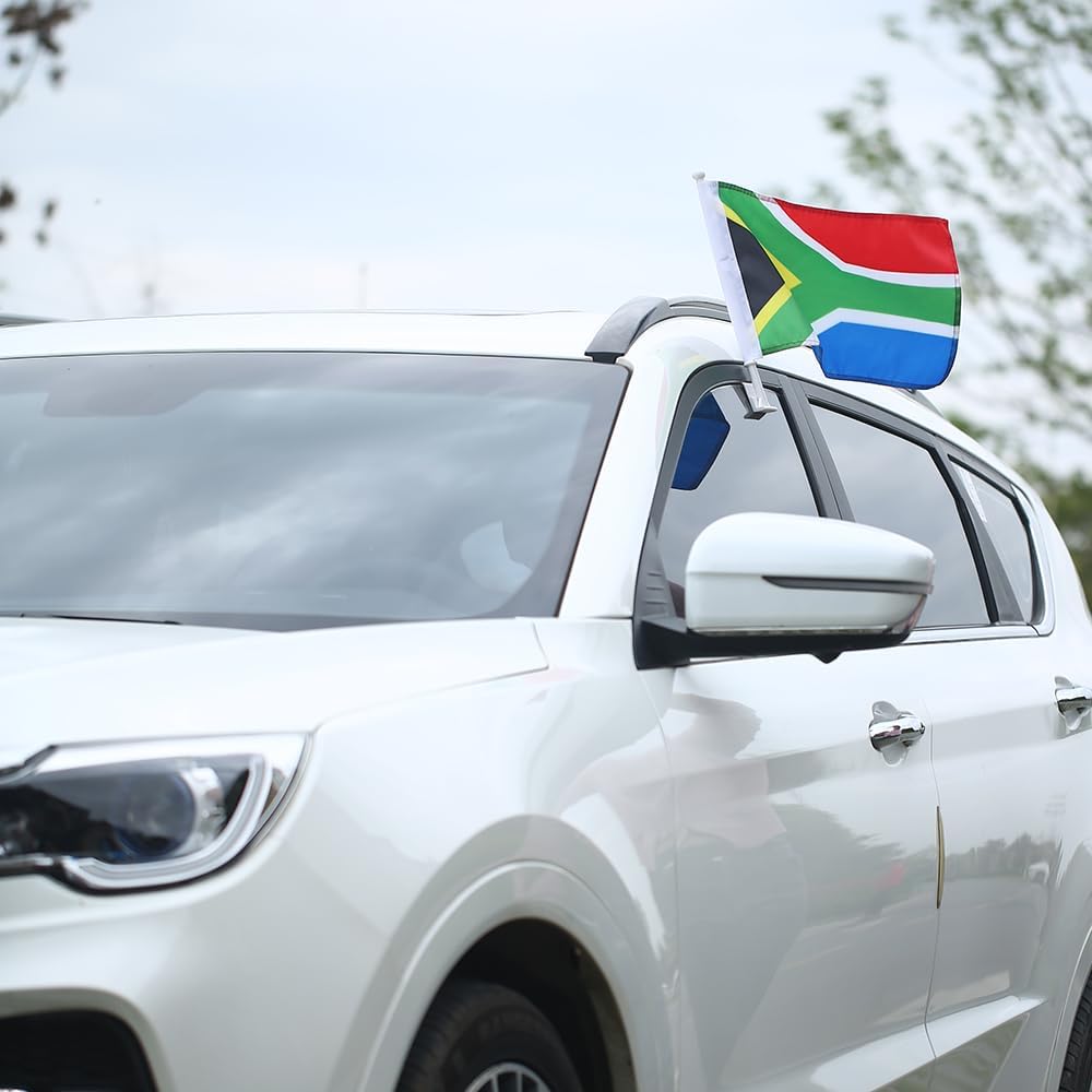 South Africa flag Car Window Flag of South Africa 11X18 Inch(28x46cm) 100% Polyester, Strong White Flagpole