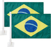 Brazilian Flag Car Window Flag of Brazil 11X18 Inch(28x46cm) 100% Polyester, Strong White Flagpole