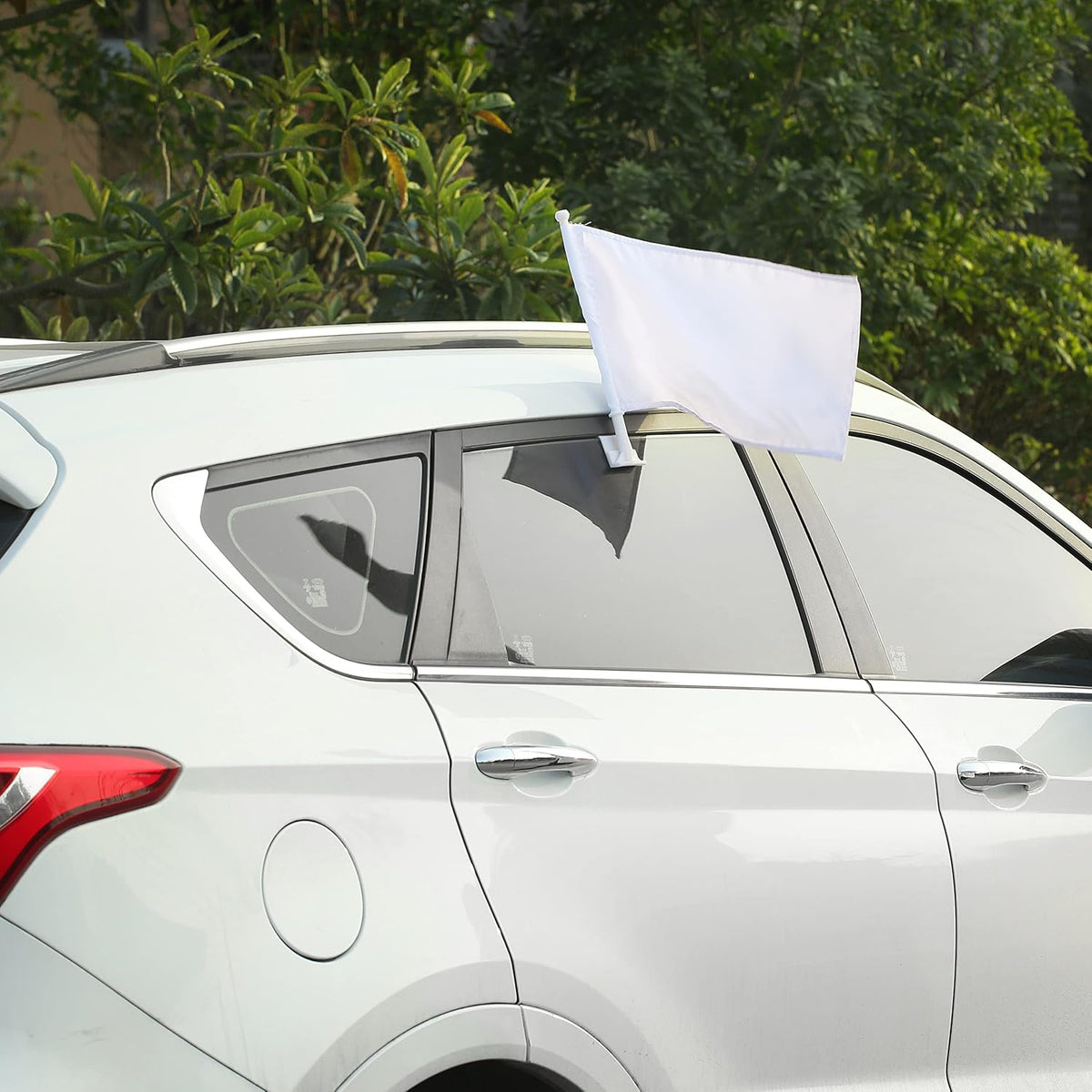 White Color Flag Car Window Flag of White 11X18 Inch(28x46cm) 100% Polyester, Strong White Flagpole
