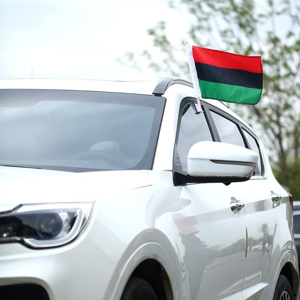 African Afro Car Flag Car Window Flag of  Afro African 11X18 Inch(28x46cm) 100% Polyester, Strong White Flagpole