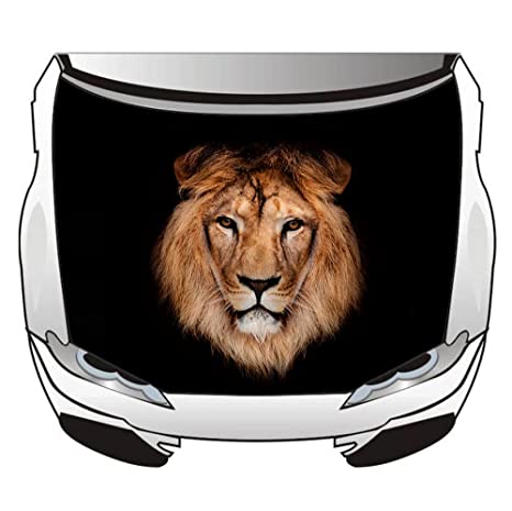 Lion Car Hood Cover Flag ,Engine Banner Flag of Lion Logo,3.3X5ft, 100% Polyester Elastic Fabrics Can be Washed Suitable for large SUV and Pickup Trucks