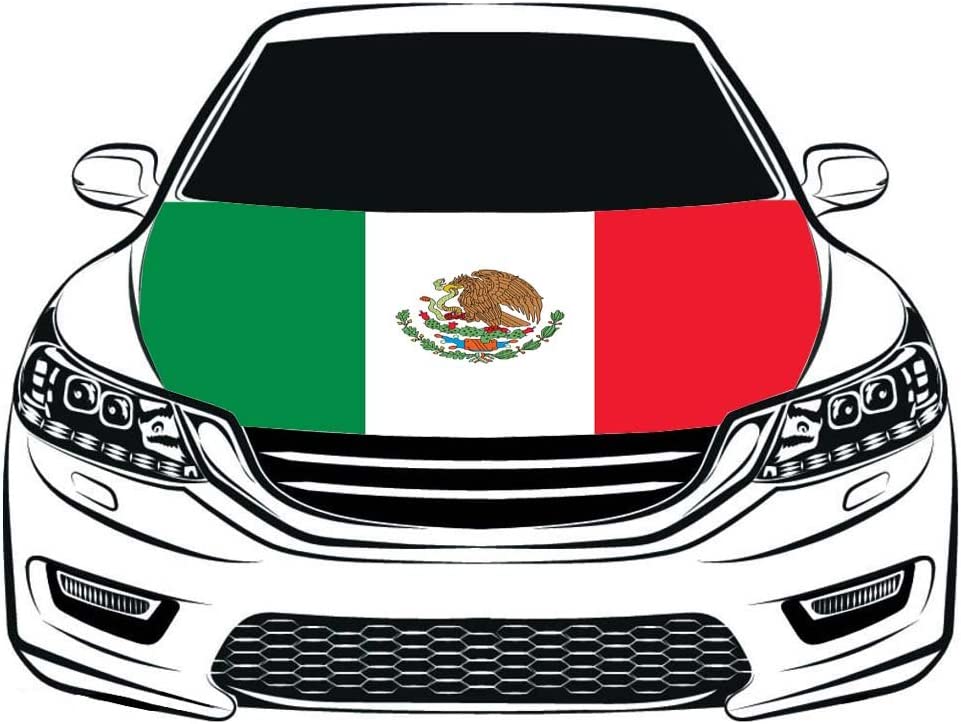 Mexico Car Hood Cover Flag ,México Engine Banner Flag,3.3X5ft/6X7FT,100% Polyester Elastic Fabrics Can be Washed