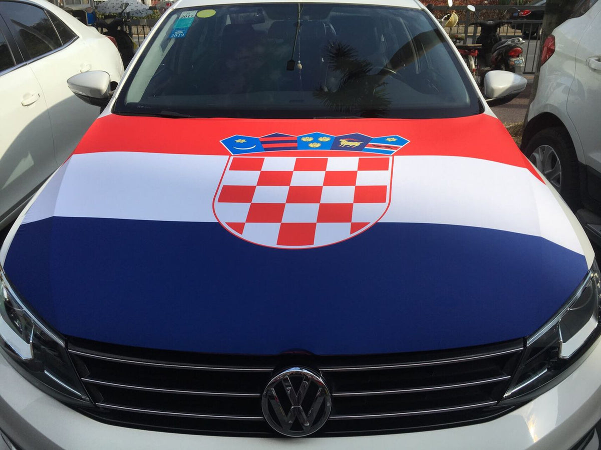 Croatia Flag, Car Hood Cover Flag The Republic of Croatia ,Republika Hrvatska Engine Banner,3.3X5ft/6X7FT,100% Polyester Elastic Fabrics Can be Washed
