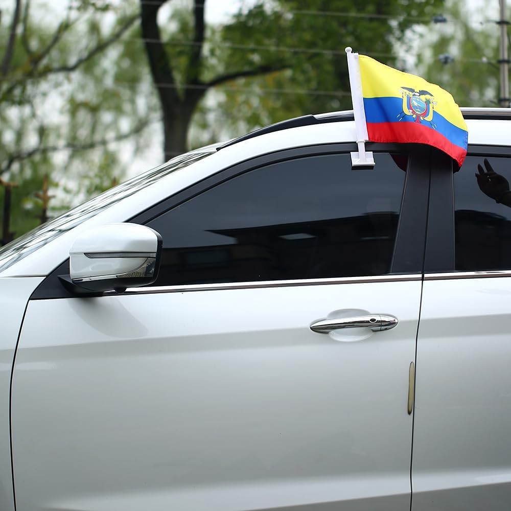 Car Window Flag of Grenada 11X18 Inch(28x46cm) 100% Polyester, Strong White Flagpole