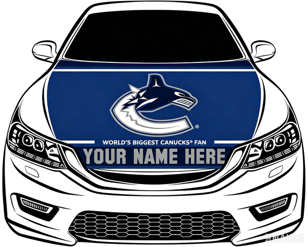 Vancouver Canucks Car Hood Cover Flag ,NHL Vancouver Canucks Engine Banner,4X5ft/6X7FT,100% Polyester Elastic Fabrics Can be Washed