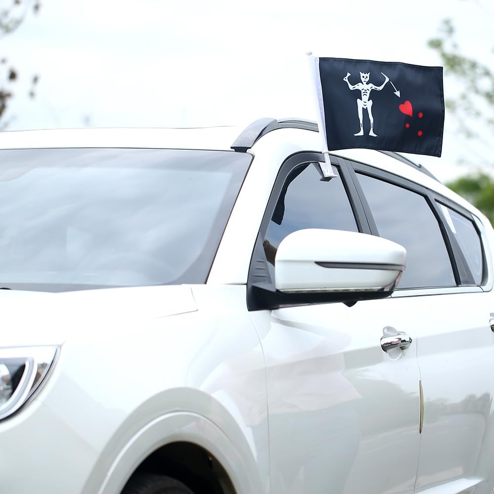 Edward Pirates Flag Car Window Flag of Edward Pirates 11X18Inch(28x46cm) 100% Polyester, Strong White Flagpole