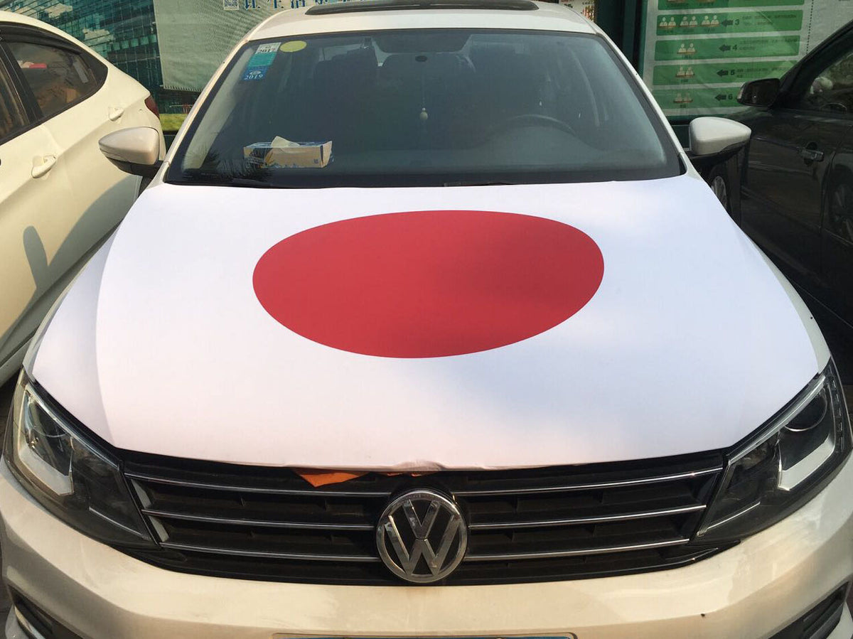 Japan Flag, Car Hood Cover Flag of Japan,Japanese Engine Banner,3.3X5ft/6X7FT,100% Polyester Elastic Fabrics Can be Washed