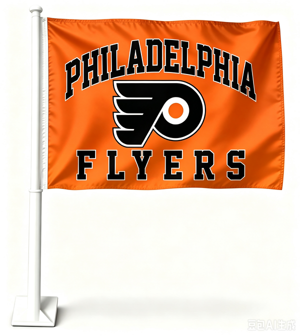 NHL Philadelphia Flyers Car Window Flag of  Philadelphia Flyers 11X18 Inch(28x46cm) 100% Polyester, Strong White Flagpole