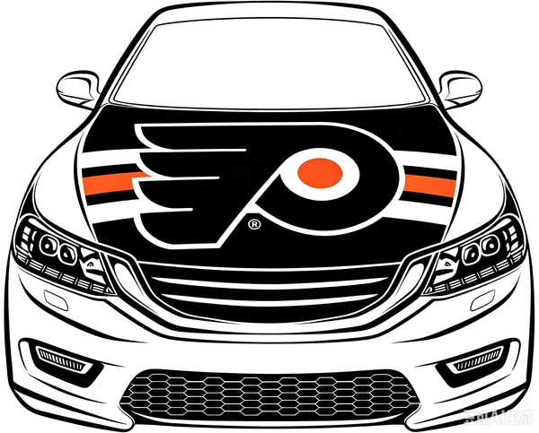 Philadelphia Flyers Car Hood Cover Flag ,NHL Philadelphia Flyers Engine Banner,4X5ft/6X7FT,100% Polyester Elastic Fabrics Can be Washed