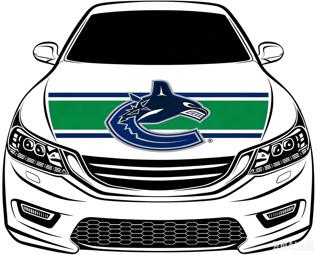 Vancouver Canucks Car Hood Cover Flag ,NHL Vancouver Canucks Engine Banner,4X5ft/6X7FT,100% Polyester Elastic Fabrics Can be Washed