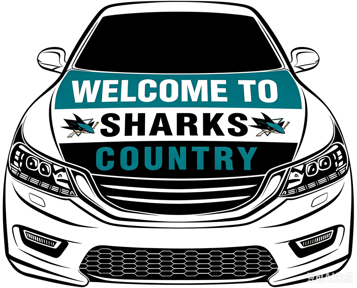 San Jose Sharks Car Hood Cover Flag ,NHL San Jose Sharks Engine Banner,4X5ft/6X7FT,100% Polyester Elastic Fabrics Can be Washed