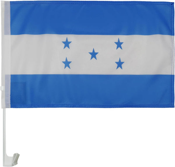 Flag of Honduras Car Window Flag of Honduras 11X18 Inch(28x46cm) 100% Polyester, With Strong White Flagpole