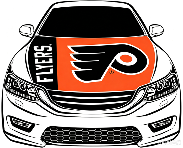 Philadelphia Flyers Car Hood Cover Flag ,NHL Philadelphia Flyers Engine Banner,4X5ft/6X7FT,100% Polyester Elastic Fabrics Can be Washed