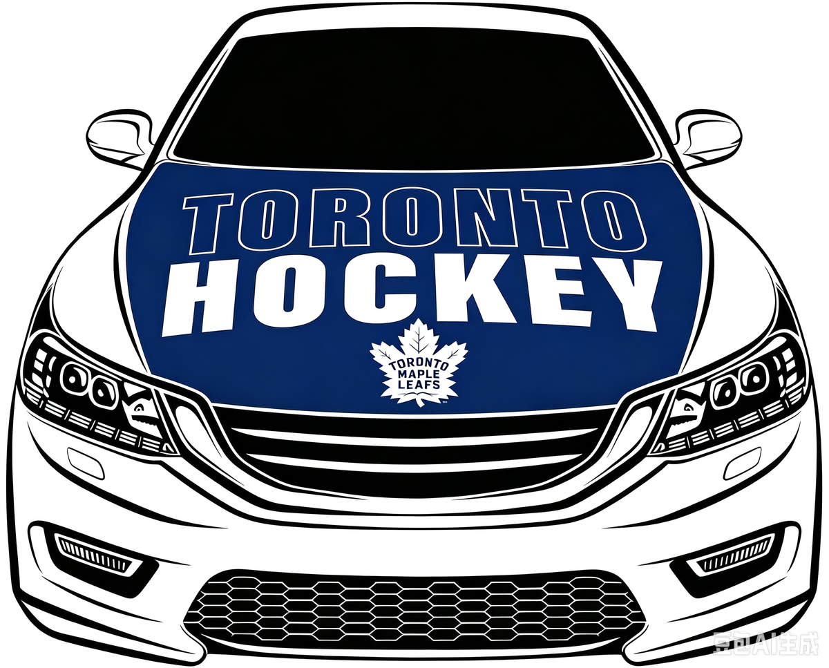 Toronto Maple Leafs Car Hood Cover Flag ,NHL  Toronto Maple Leafs Engine Banner,4X5ft/6X7FT,100% Polyester Elastic Fabrics Can be Washed