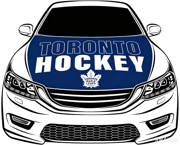 Toronto Maple Leafs Car Hood Cover Flag ,NHL  Toronto Maple Leafs Engine Banner,4X5ft/6X7FT,100% Polyester Elastic Fabrics Can be Washed