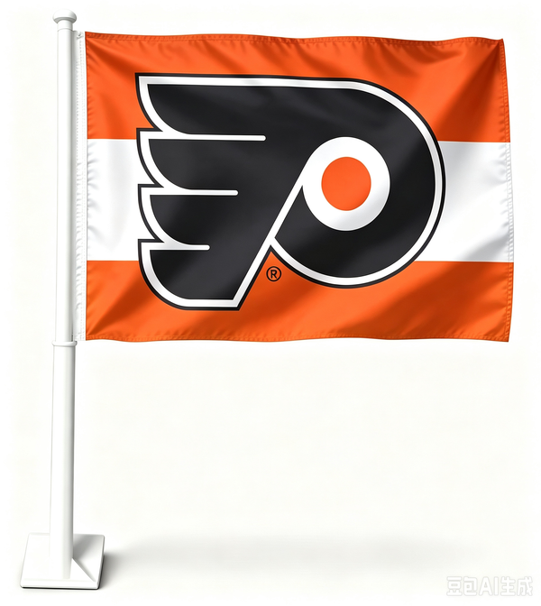 NHL Philadelphia Flyers Car Window Flag of  Philadelphia Flyers 11X18 Inch(28x46cm) 100% Polyester, Strong White Flagpole