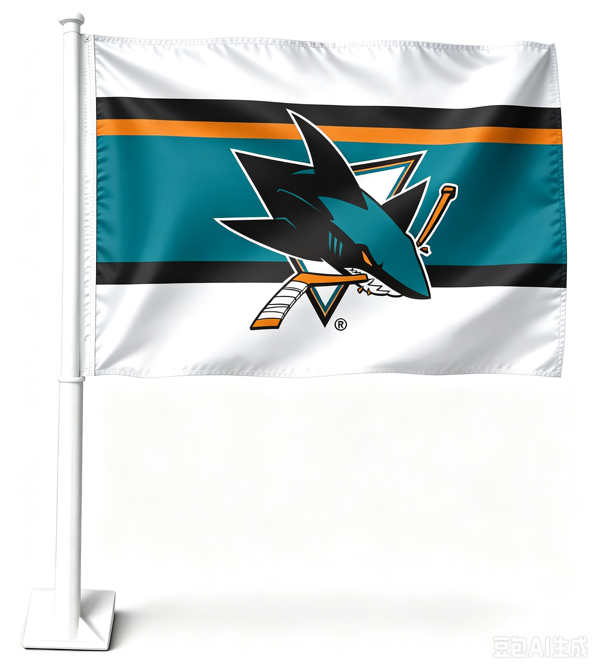 2 Pack Car Window Flags of  NHL San Jose Sharks 11X18 Inch(28x46cm) 100% Polyester, Strong White Flagpole
