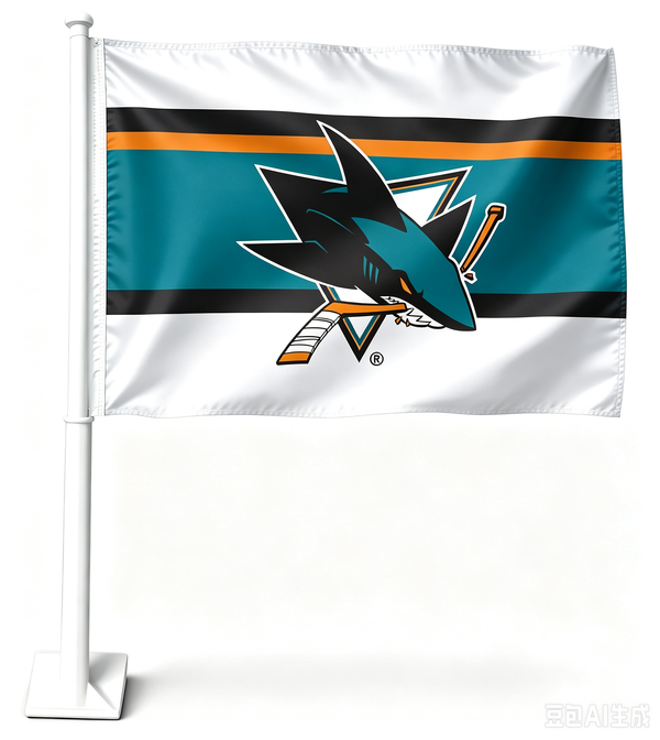 2 Pack Car Window Flags of  NHL San Jose Sharks 11X18 Inch(28x46cm) 100% Polyester, Strong White Flagpole