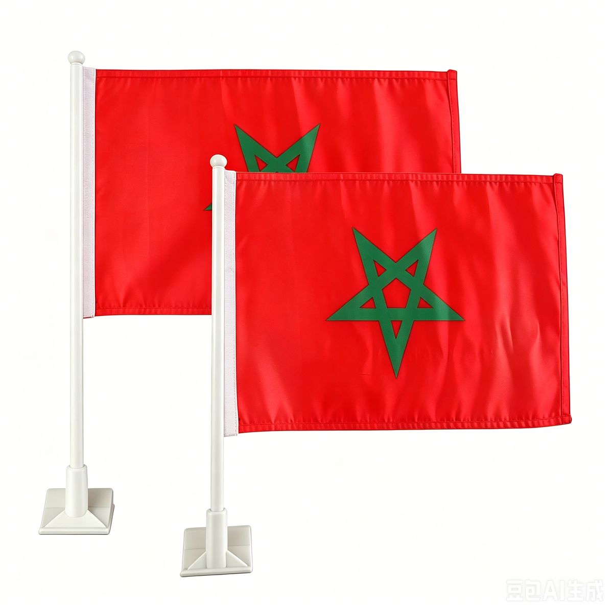 Moroccan flag Car Window Flag of Morocco 11X18 Inch(28x46cm) 100% Polyester, Strong White Flagpole