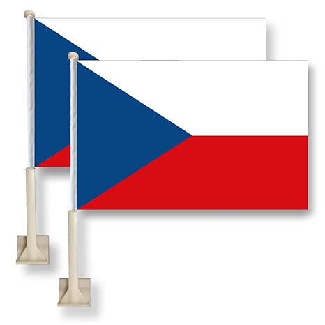 Czech Car Window Flag 11X16Inch(28x40cm) 100% Polyester, Strong White Flagpole Brand: Flag King