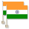 Indian Flag Car Window Flag of India 11X18 Inch(28x46cm) 100% Polyester, Strong White Flagpole