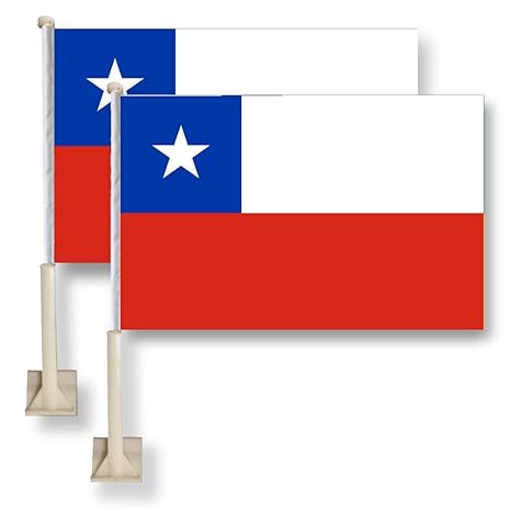 Chilean Flag Car Window Flag of Chile 11X18 Inch(28x46cm) 100% Polyester, Strong White Flagpole