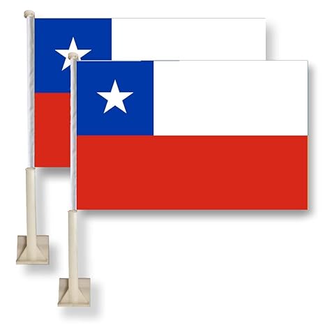 Chile Car Window Flag 11X16Inch(28x40cm) 100% Polyester, Strong White Flagpole