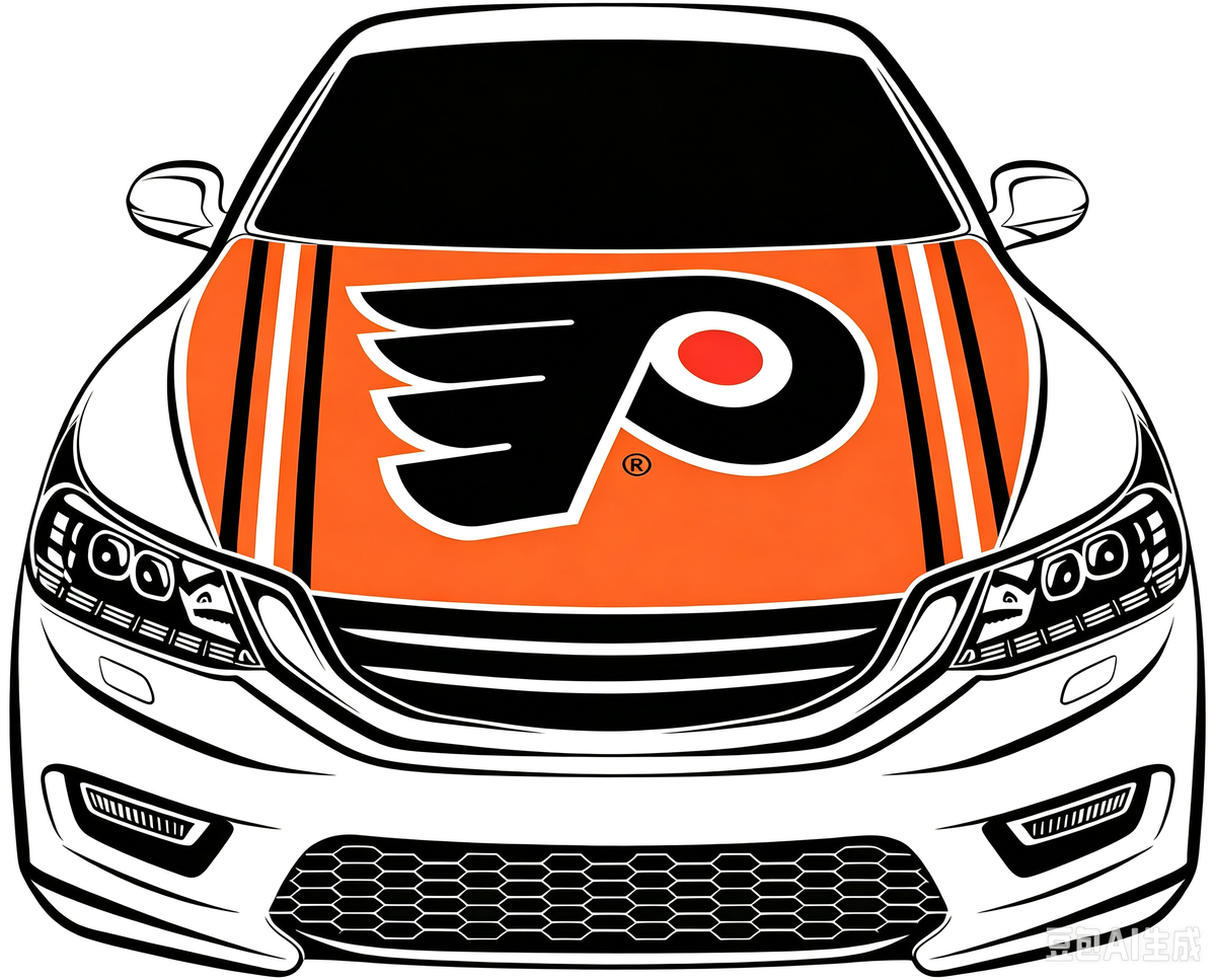 Philadelphia Flyers Car Hood Cover Flag ,NHL Philadelphia Flyers Engine Banner,4X5ft/6X7FT,100% Polyester Elastic Fabrics Can be Washed