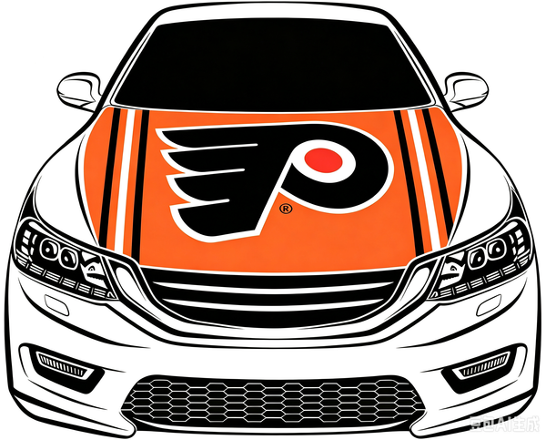 Philadelphia Flyers Car Hood Cover Flag ,NHL Philadelphia Flyers Engine Banner,4X5ft/6X7FT,100% Polyester Elastic Fabrics Can be Washed