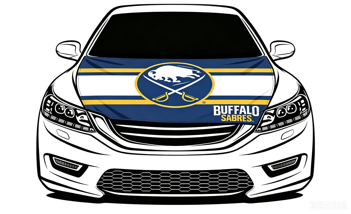 NHL Buffalo Sabres Car Hood Cover Flag ,  Buffalo Sabres Engine Banner,4X5ft/6X7FT,100% Polyester Elastic Fabrics Can be Washed