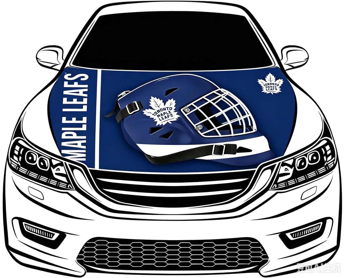 Toronto Maple Leafs Car Hood Cover Flag ,NHL  Toronto Maple Leafs Engine Banner,4X5ft/6X7FT,100% Polyester Elastic Fabrics Can be Washed