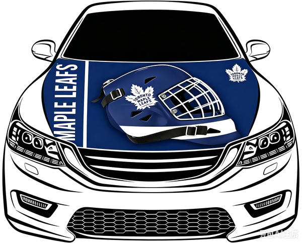 Toronto Maple Leafs Car Hood Cover Flag ,NHL  Toronto Maple Leafs Engine Banner,4X5ft/6X7FT,100% Polyester Elastic Fabrics Can be Washed
