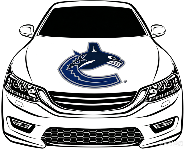 Vancouver Canucks Car Hood Cover Flag ,NHL Vancouver Canucks Engine Banner,4X5ft/6X7FT,100% Polyester Elastic Fabrics Can be Washed