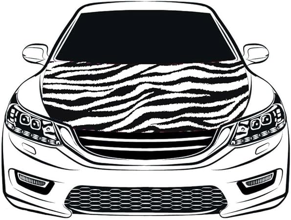 Animal Print Car Hood Cover Flag ,Engine Flag ,3.3X5ft/6X7FT, 100% Polyester Elastic Fabrics Can be Washed Suitable for large SUV and Pickup Trucks