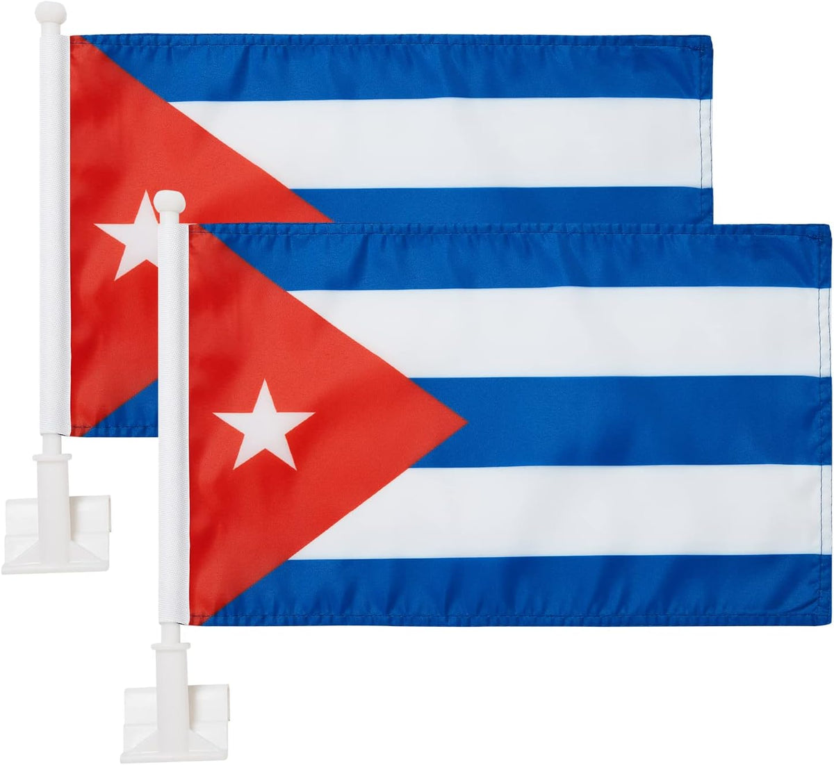 Cuban Flag Car Window Flag of Cuba 11X18 Inch(28x46cm) 100% Polyester, Strong White Flagpole
